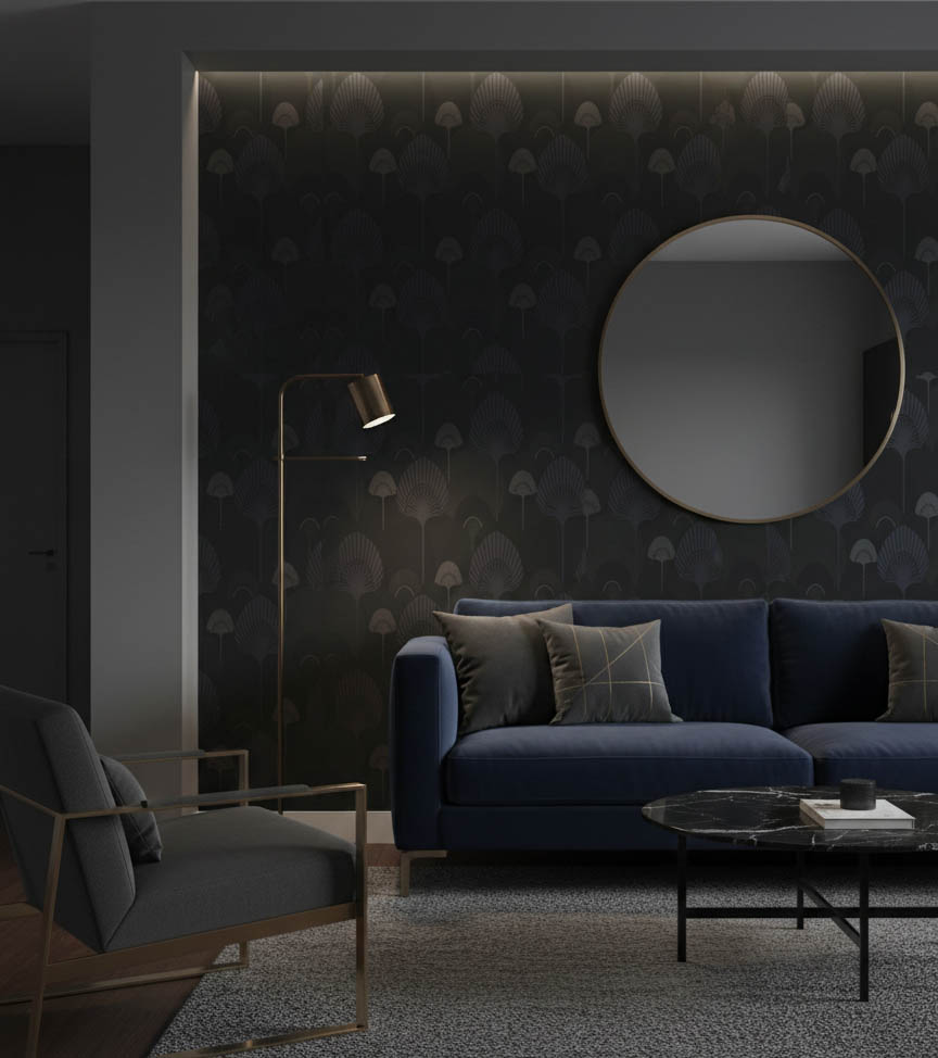 Siyah Zemin Çiçek Tasarım Duvar Kağıdı 111031