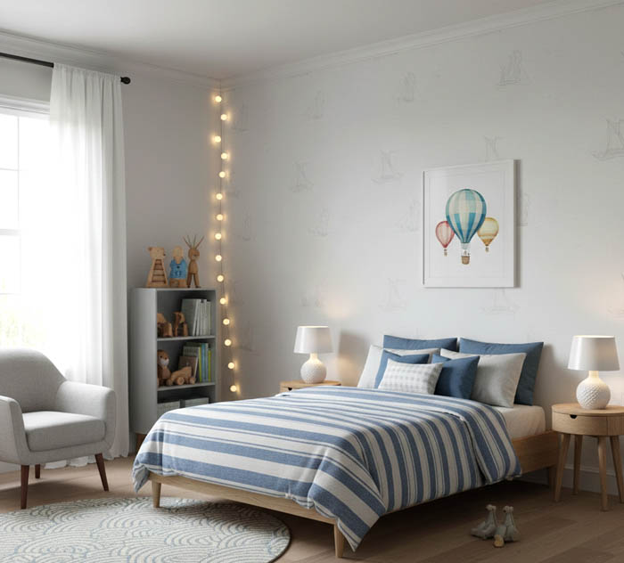 Soft Bej Gemi Desen Duvar Kağıdı 2871