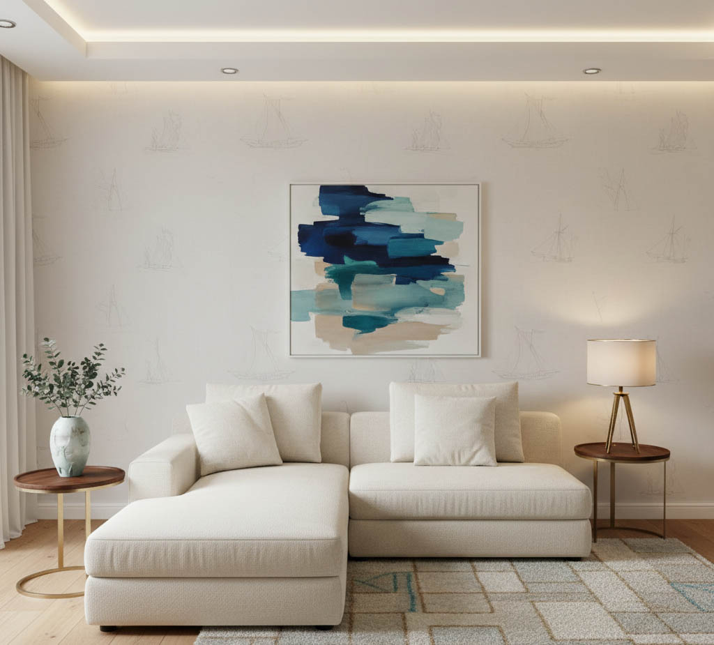 Soft Bej Gemi Desen Duvar Kağıdı 2871