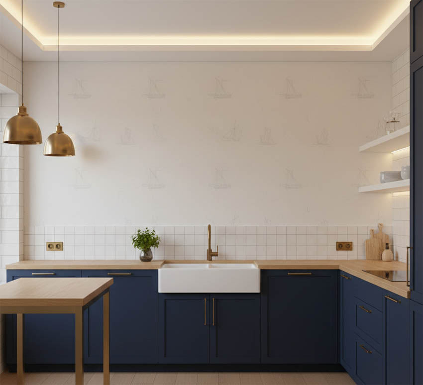 Soft Bej Gemi Desen Duvar Kağıdı 2871