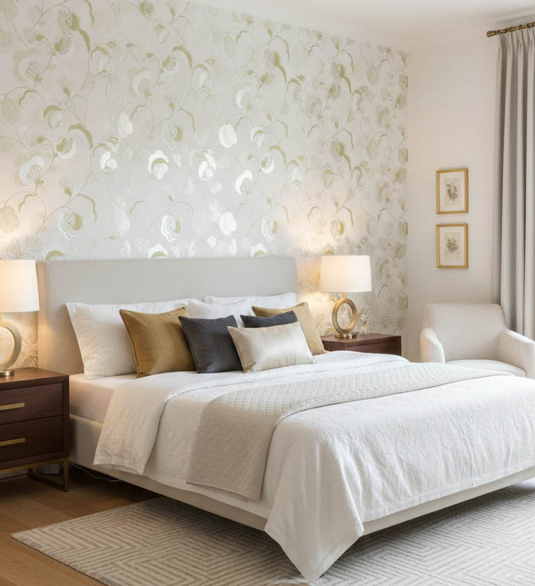 Soft Fıstık Yeşili Çiçek Desen Duvar Kağıdı 111035