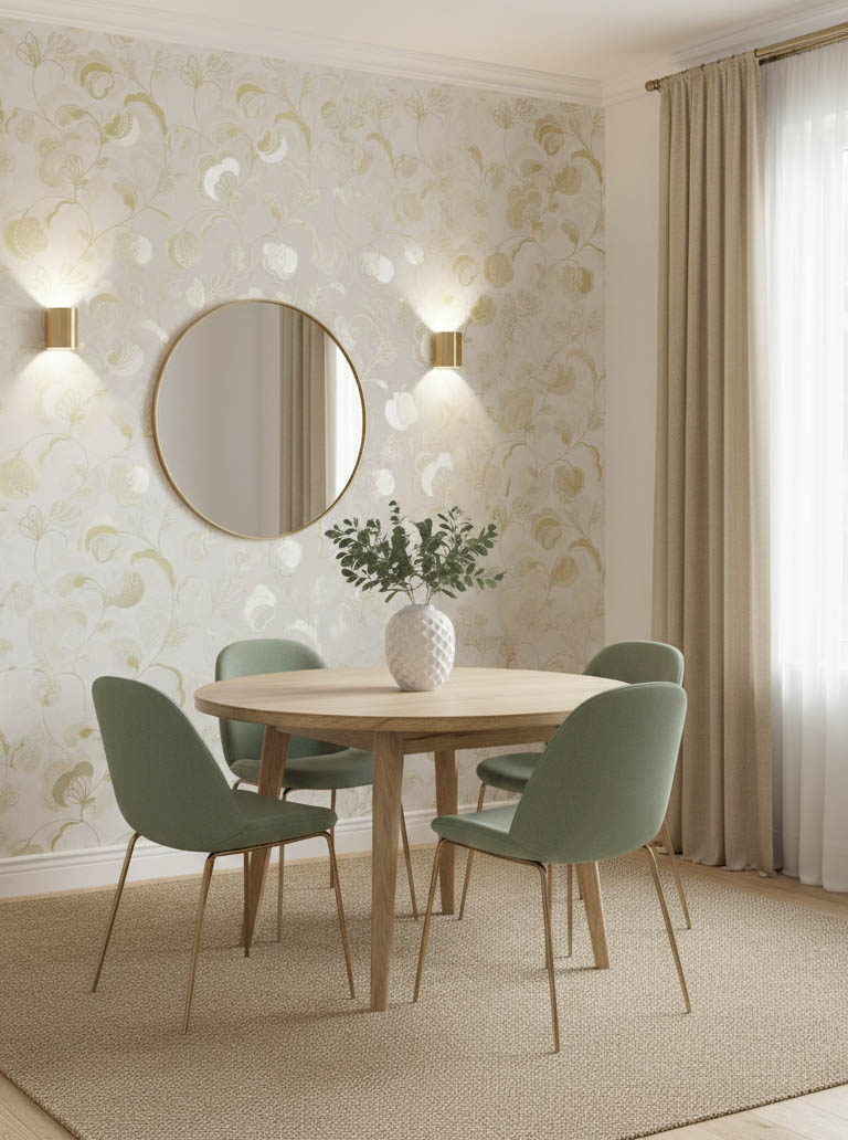 Soft Fıstık Yeşili Çiçek Desen Duvar Kağıdı 111035