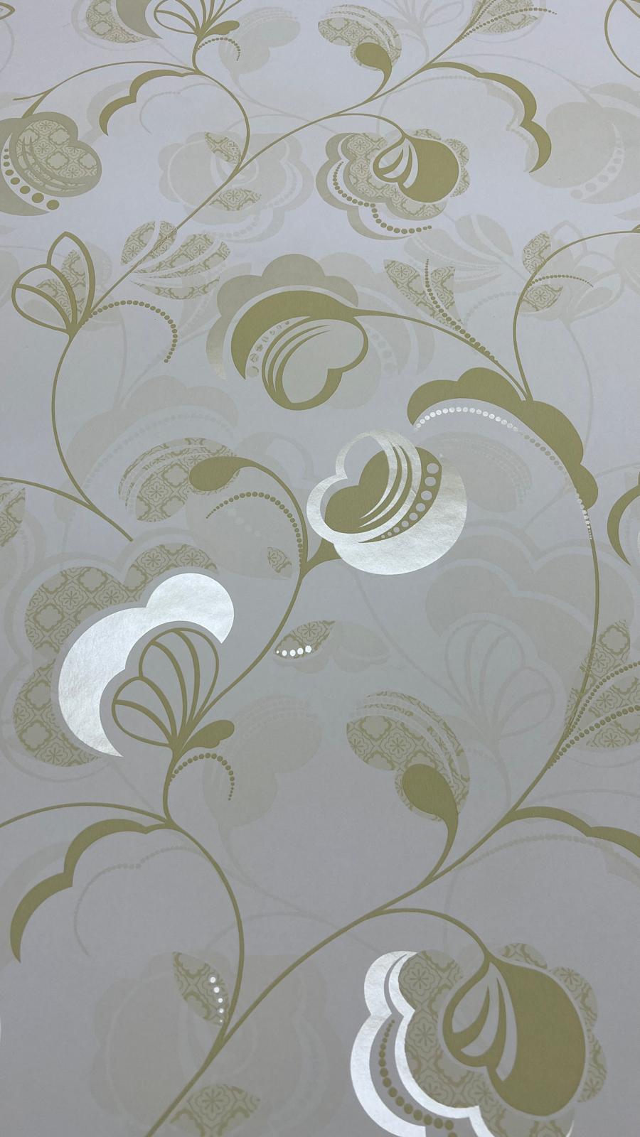 Soft Fıstık Yeşili Çiçek Desen Duvar Kağıdı 111035