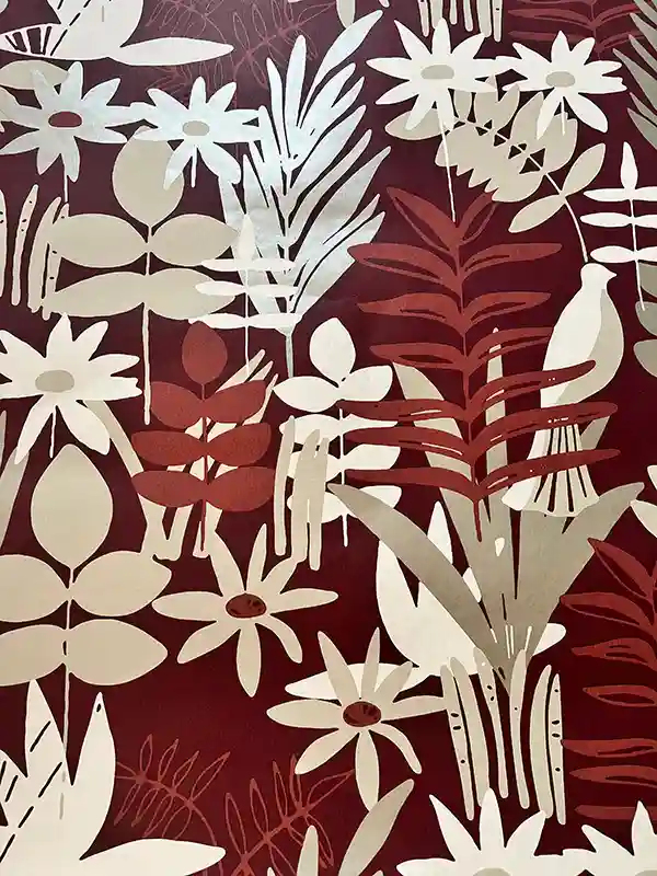 Soft Kırmızı Bej Tropik Duvar Kağıdı 112033