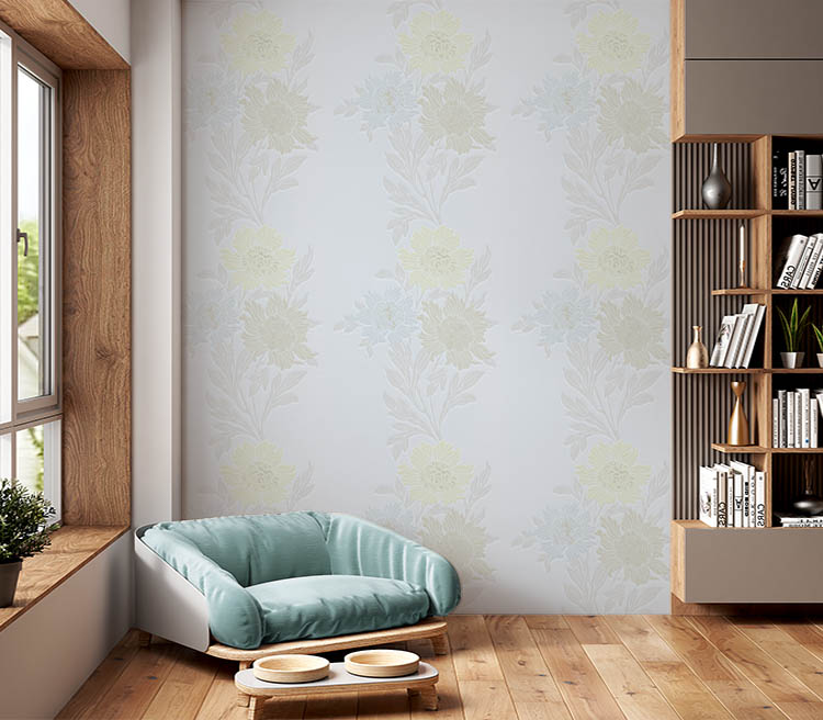 Soft Mavi Arka Plan Renki Çiçekler Ucuz Duvar Kağıdı  771411