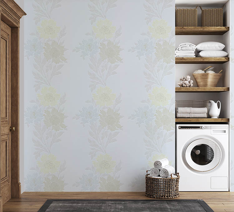 Soft Mavi Arka Plan Renki Çiçekler Ucuz Duvar Kağıdı  771411