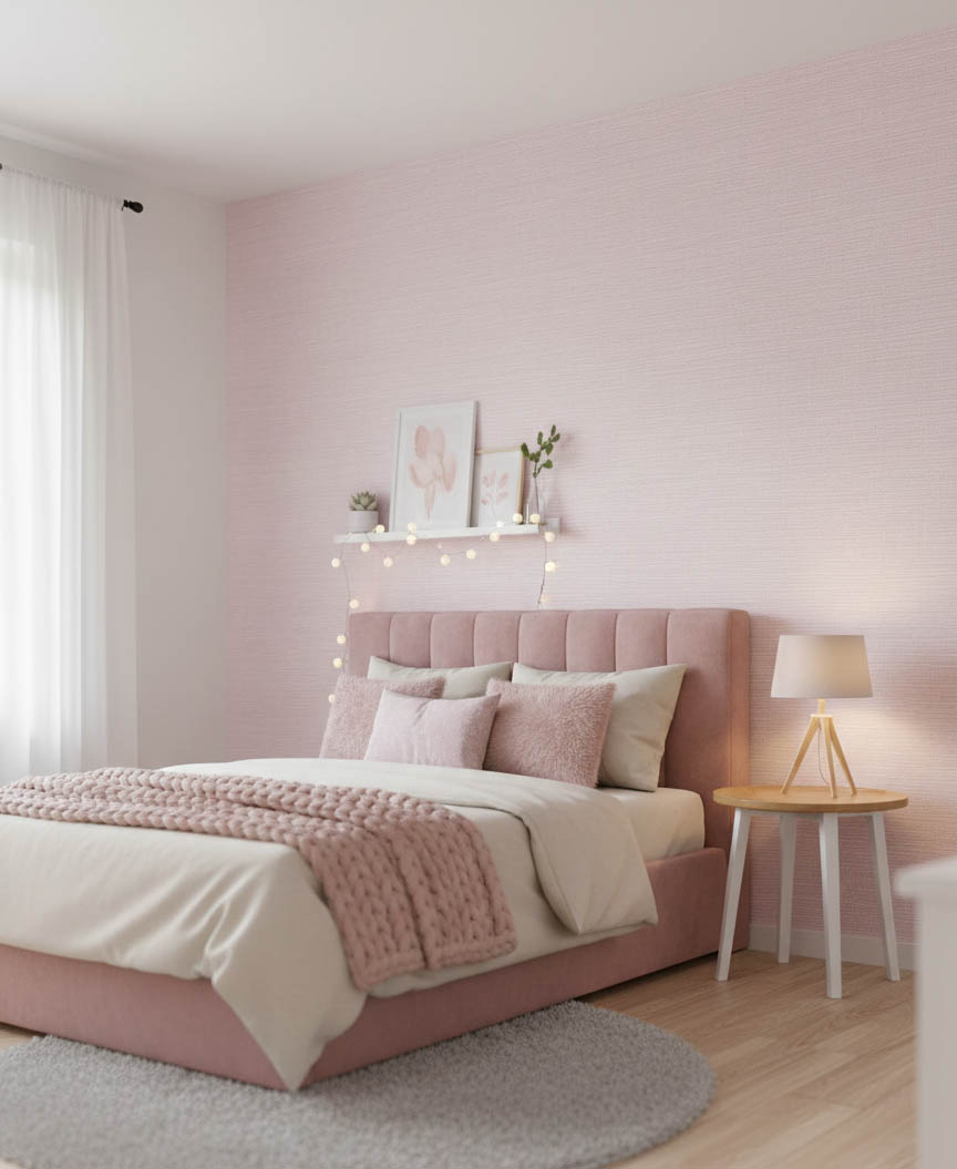 Soft Pembe Dikey Çizgili 16 M2 Duvar Kağıdı 55235