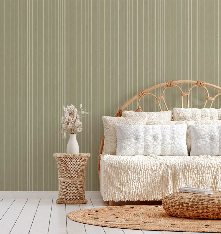 Soft Yeşil Çizgili Ucuz Duvar Kağıdı 765526