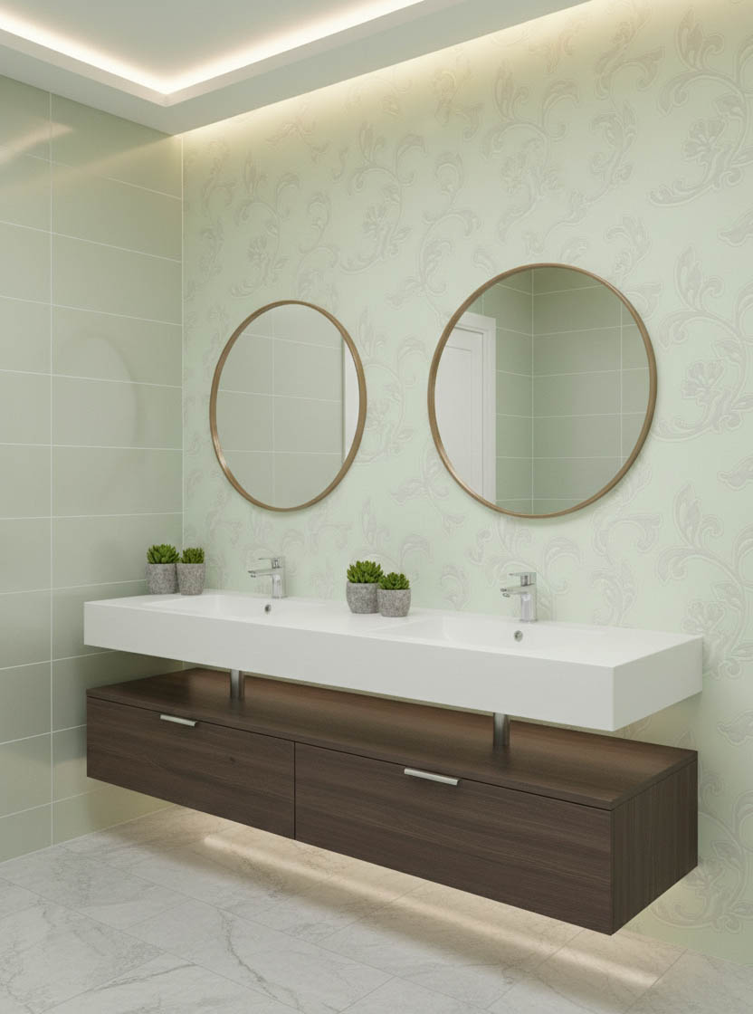 Soft Yeşil Desenli Duvar Kağıdı 773668