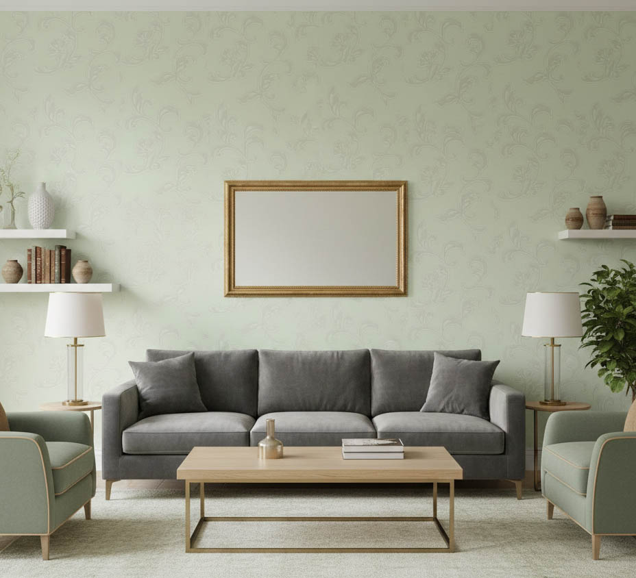 Soft Yeşil Desenli Duvar Kağıdı 773668