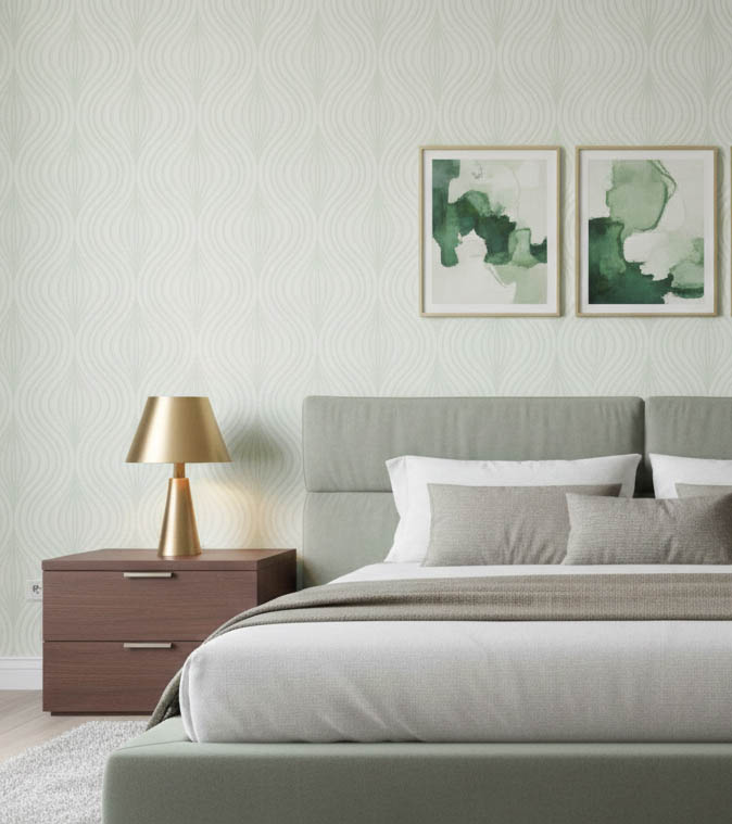 Soft Yeşil Kendinden Dokulu Desen Duvar Kağıdı 31496