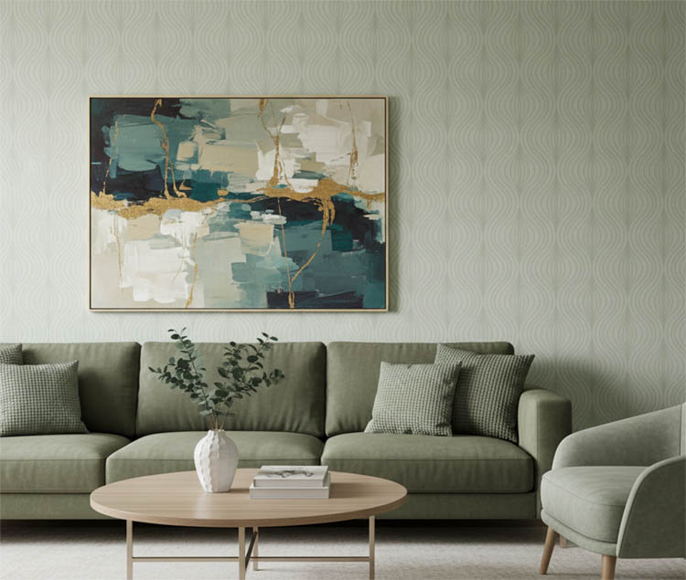 Soft Yeşil Kendinden Dokulu Desen Duvar Kağıdı 31496