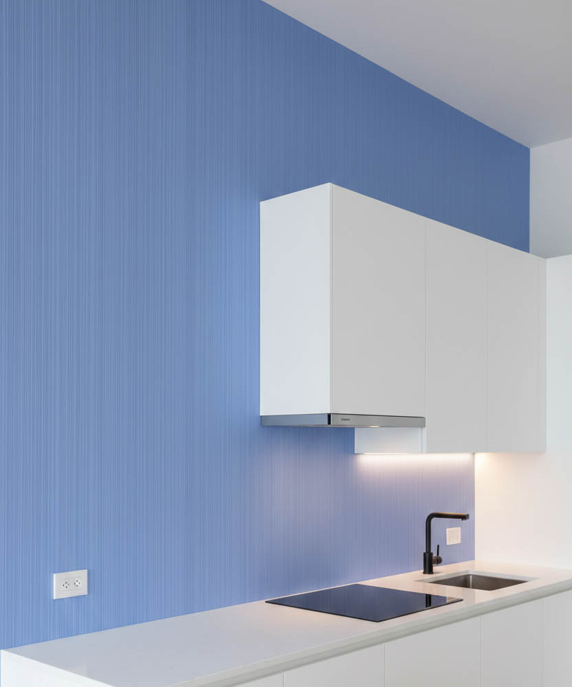 Spar - Çizgili Mavi Banyo Mutfak Duvar Kağıdı - Su Geçirmez Neme Dayanıklı