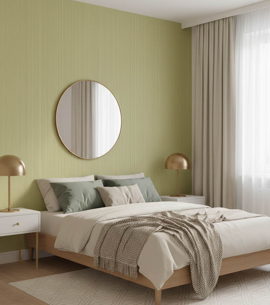 Spar- Çizgili Sarı Banyo Mutfak Duvar Kağıdı - Su Geçirmez Neme Dayanıklı