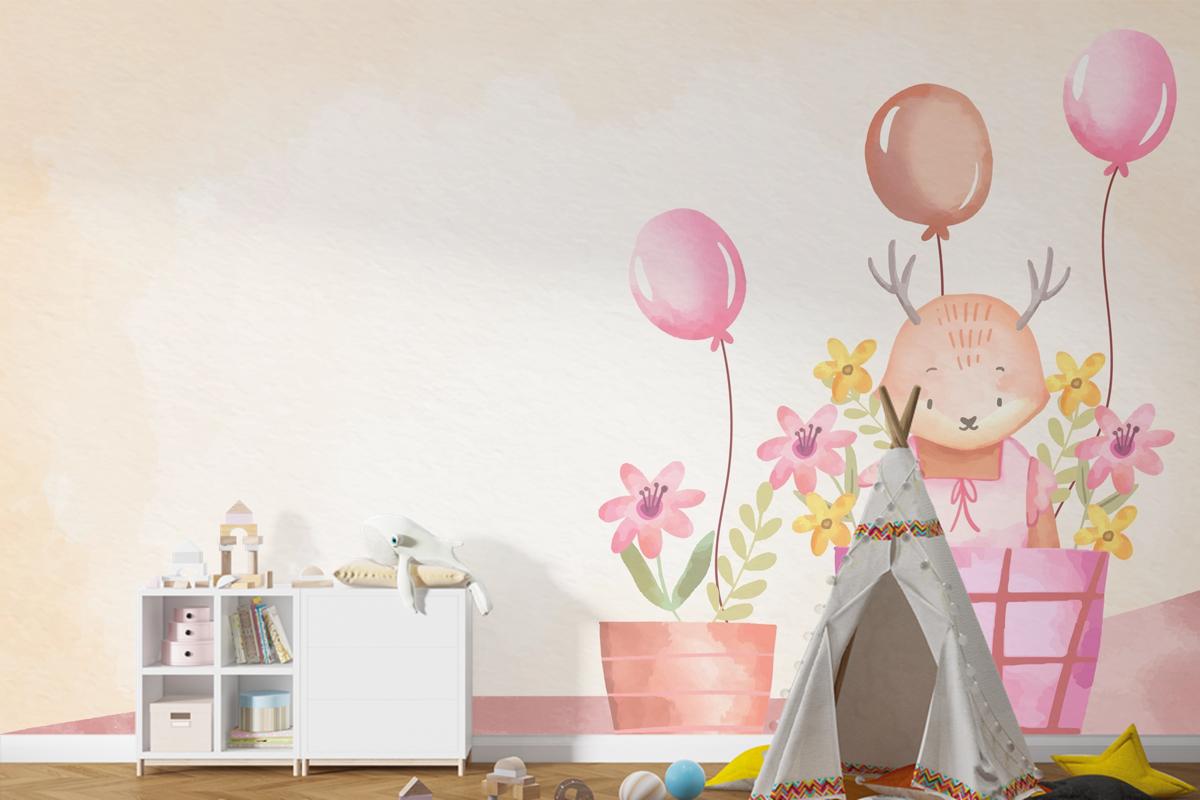 Suluboya Kız Bebek Arka Plan Çocuk Odası Duvar Kağıdı 