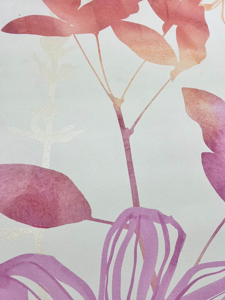 Suluboya Renkli Simli Çiçekler Ucuz Duvar Kağıdı 55946