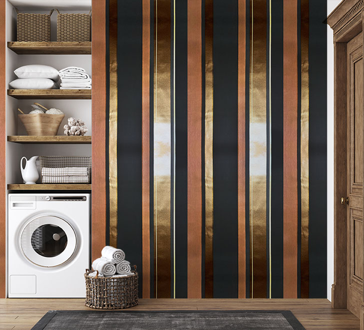 Turuncu Gold Çizgili Duvar Kağıdı 53482