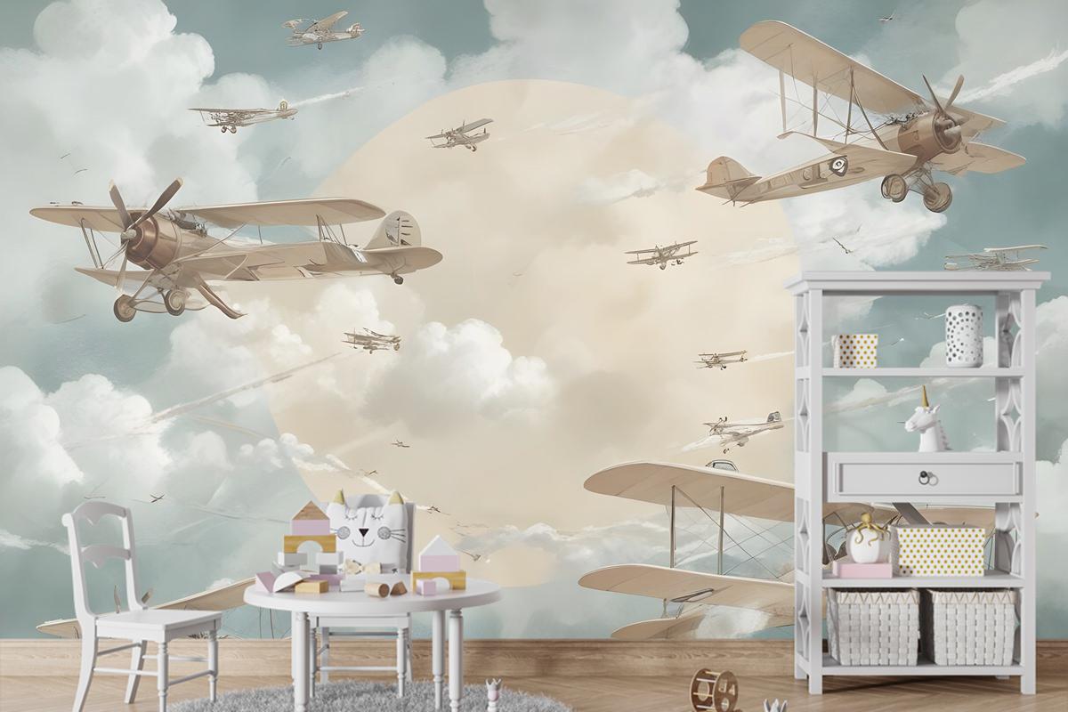 Uçak Çocuk Odası Duvar Kağıdı  Ile Çocuklar Ay