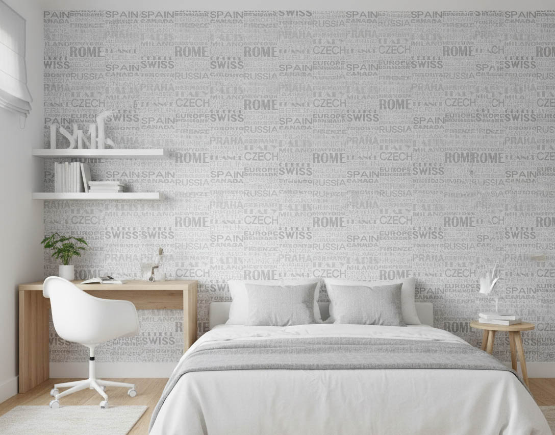 Uluslararası Metropollerin Ritmini Gri Tonların Sadeliğiyle Harmanlayan Premium Tipografi Serisi 16 M2 Duvar Kağıdı 