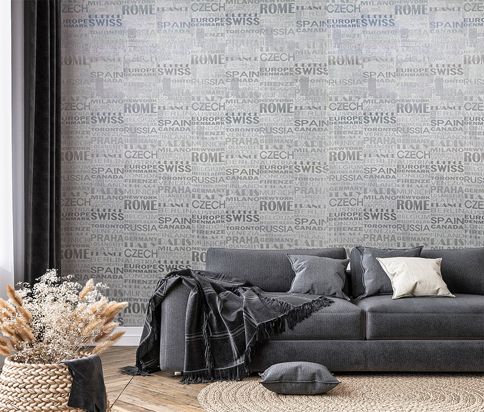 Uluslararası Metropollerin Ritmini Gri Tonların Sadeliğiyle Harmanlayan Premium Tipografi Serisi 16 M2 Duvar Kağıdı 