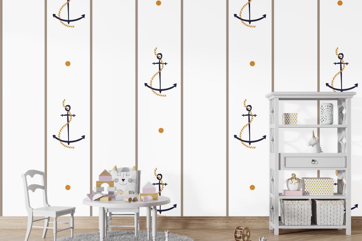 Vektör Kesintisiz Retro Desen Çocuk Odası Duvar Kağıdı