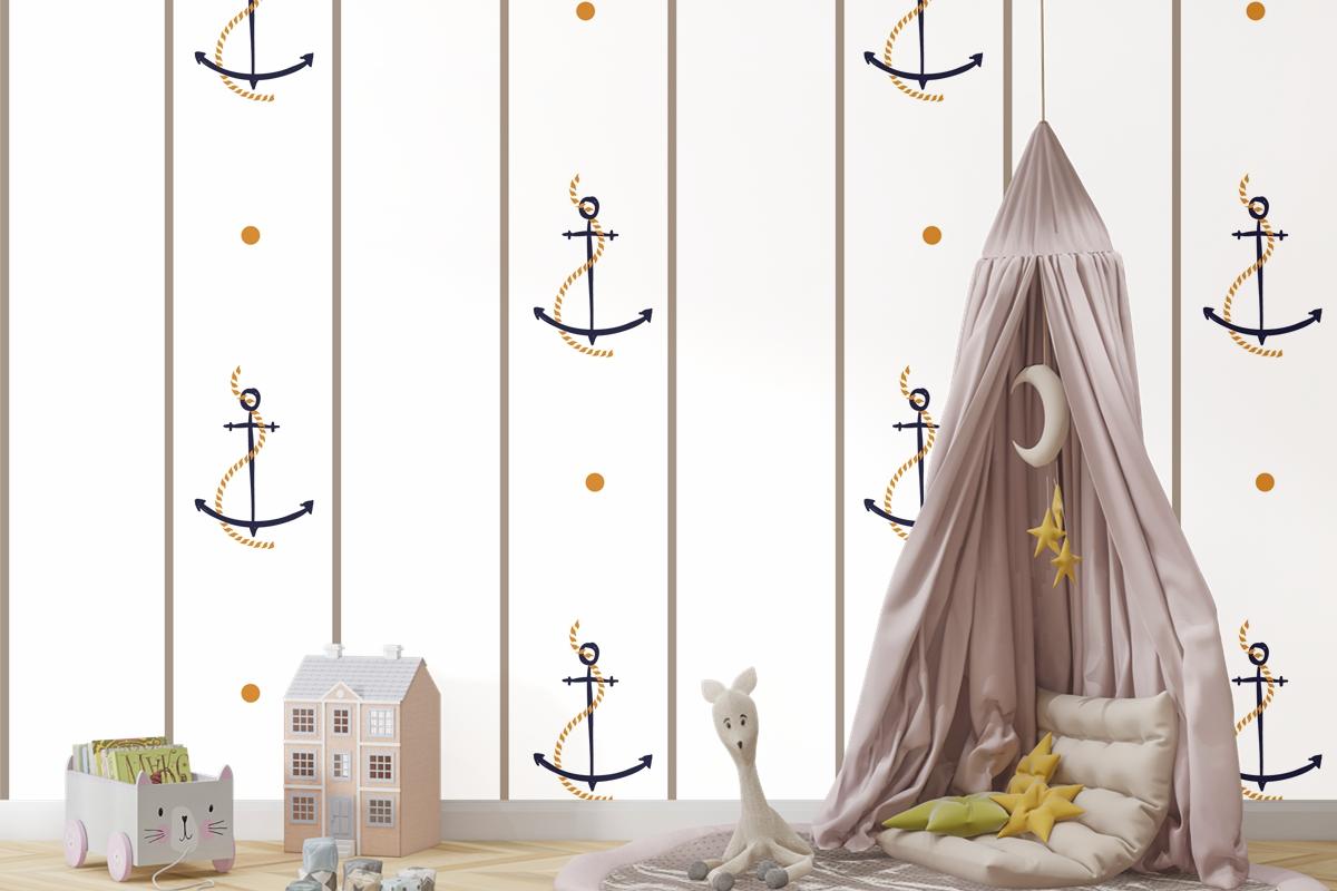 Vektör Kesintisiz Retro Desen Çocuk Odası Duvar Kağıdı