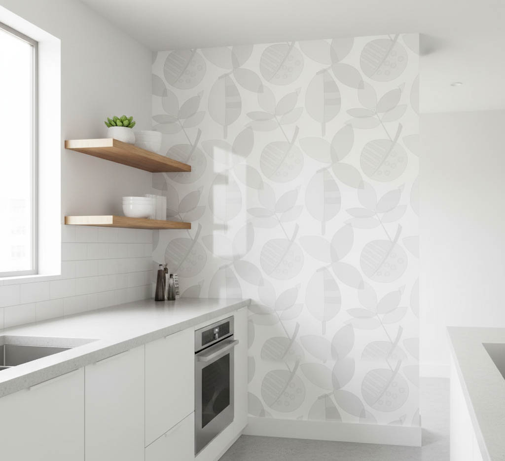 Yapraklı Parlak Desenli Duvar Kağıdı 2809