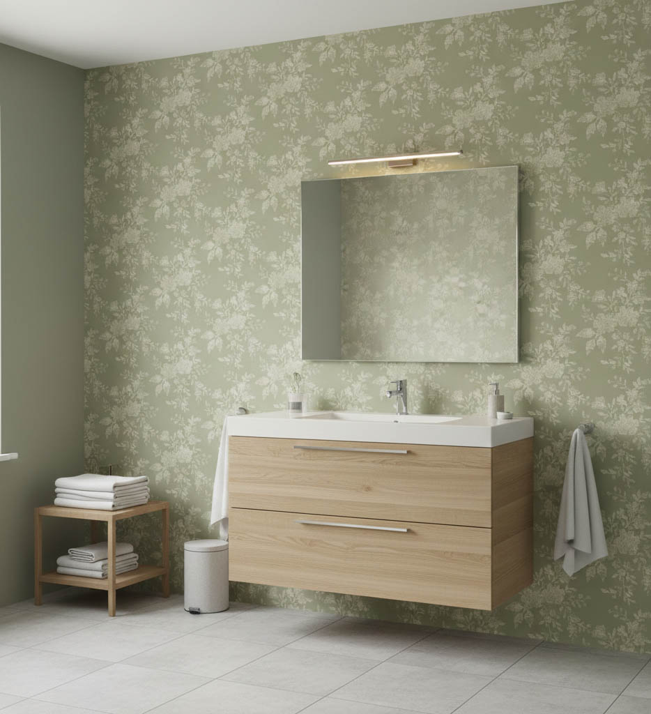 Yeşil Arka Plan Çiçekli Duvar Kağıdı 2930