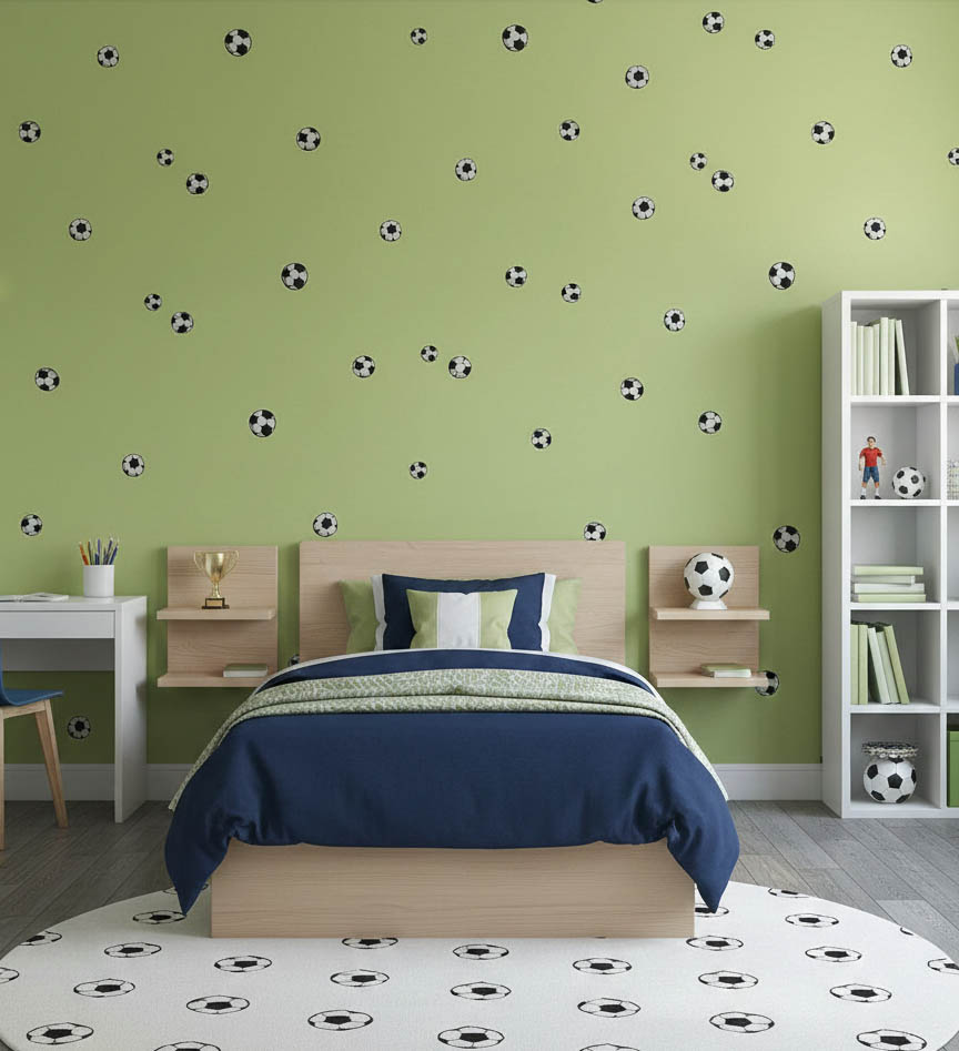 Yeşil Arka Plan Futbol Topu Desen Ucuz Duvar Kağıdı 217605
