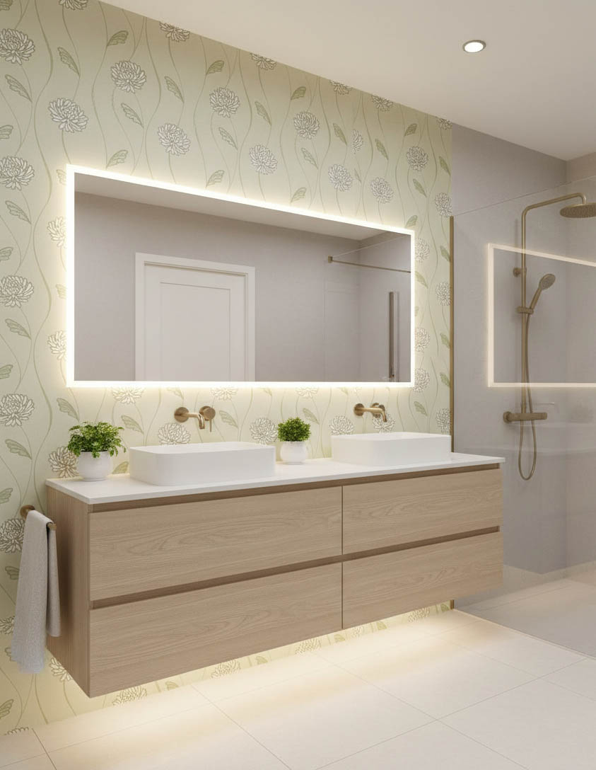 Yeşil Çiçekli Hafif Simli Duvar Kağıdı 670219