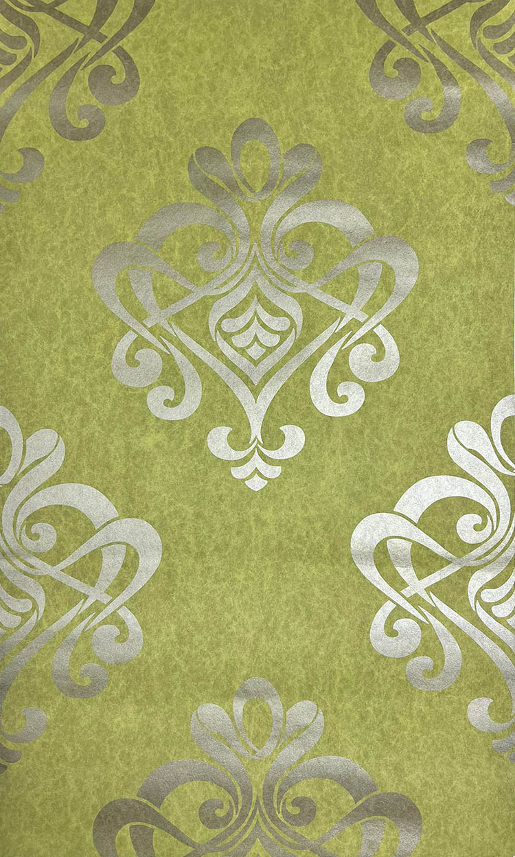 Yeşil Damask Desen Dokulu Ucuz Duvar Kağıdı 762136