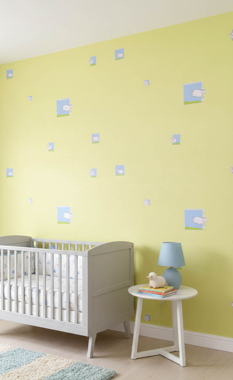 Yeşil Desen Kuzu Desen Ucuz Duvar Kağıdı 23613