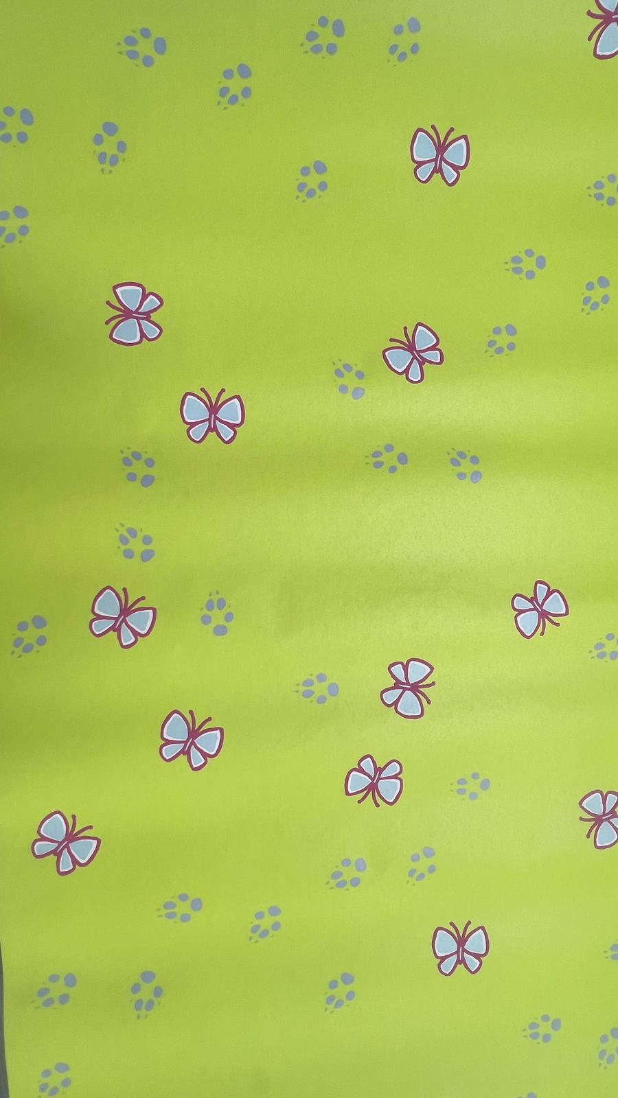 Yeşil Kelebekli Ucuz Duvar Kağıdı 71615