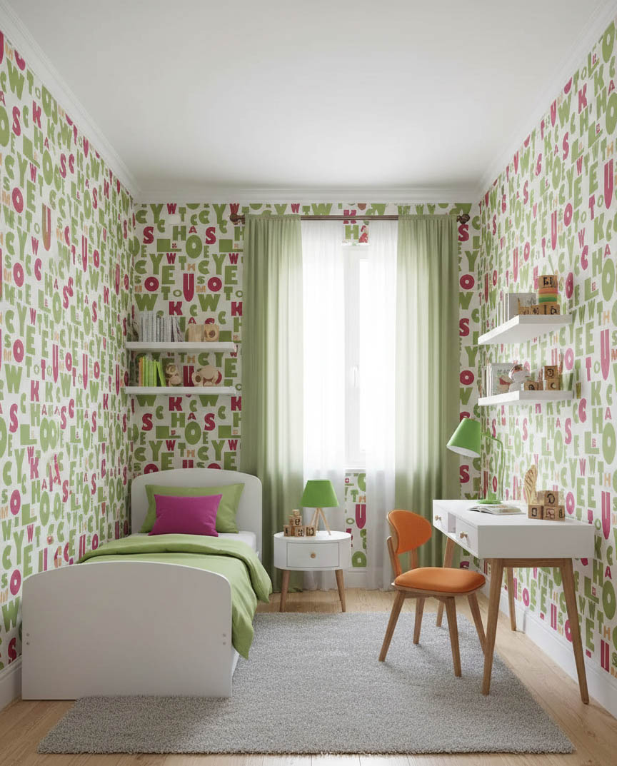 Yeşil Kırmızı Harfler 16 M2 Duvar Kağıdı 81362