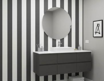 Bej Siyah Kalın Çizgili Desen Duvar Kağıdı 2864