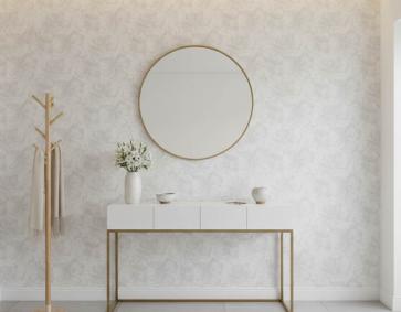 Beyaz Bej Çiçek Desenli Duvar Kağıdı 2916