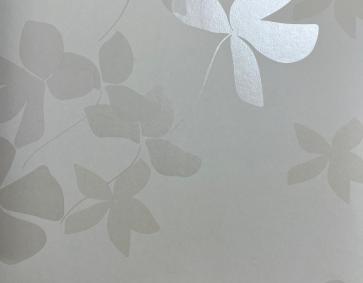 Beyaz Bej Parlak Çiçek Desen Duvar Kağıdı 112024