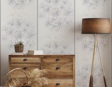 Beyaz Gri Çiçek Desen Ucuz Duvar Kağıdı 53697