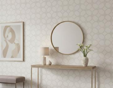 Beyaz Krem Geometrik Desen Ucuz Duvar Kağıdı 53965