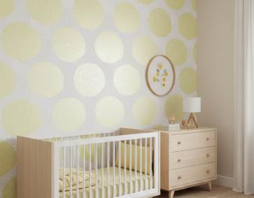 Beyaz Sarı Çiçek Desenli Duvar Kağıdı 3018