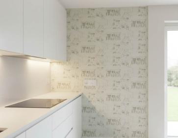 Eskitme Anıt Tasarım Krem Bej Duvar Kağıdı 112038