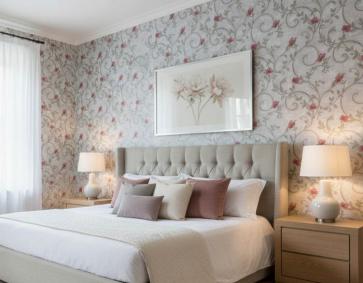 Gri Çiçek Desen Dokulu 16 M2 Duvar Kağıdı 92173