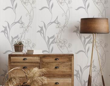 Gri Krem Çiçekler Ucuz Duvar Kağıdı 53721