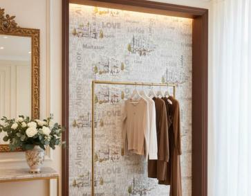 Kafe Harfli Şehirli Gri 16 M2 Duvar Kağıdı 10362-2