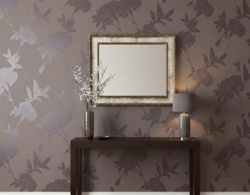 Kahverengi Çiçek Desen Ucuz Duvar Kağıdı 761849