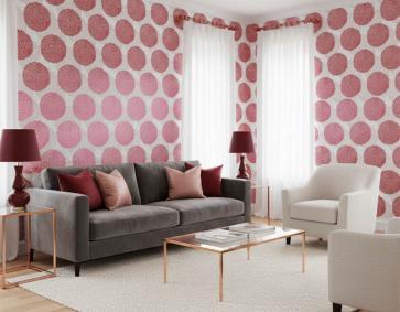 Kırmızı Beyaz Parlak Çiçek Desenli Duvar Kağıdı 3019