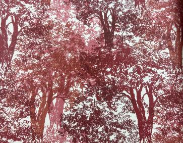 Kırmızı Doğal Ağaç Desen Duvar Kağıdı 112015