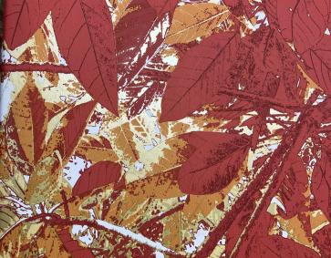 Kırmızı Turuncu Yaprak Desenli Duvar Kağıdı 113012