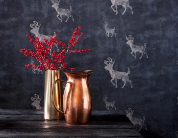 Koyu Tasarım Geyik Desenli Duvar Kağıdı