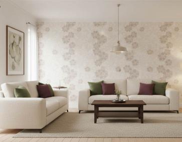 Krem  Çiçekli 16 M2 Duvar Kağıdı 771031